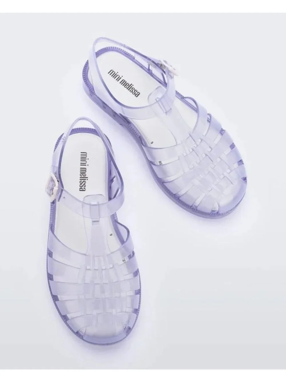 Mini Melissa Possession Clear Jelly Strappy Buckle Sandals Size 2 Fisherman